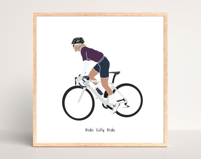 Personalised Womens Road Cyclist Bike Art Print, Custom Cycling Riders Gift, Cycle Artwork UCI Picture, Roadie Poster Present