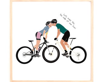 Kunstprint voor fietsen voor stellen: poster romantische fietstocht