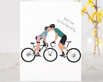 "MTB Love Bikes Radfahrer Liebe Paare Karte - Radsport Jahrestag Verlobung Geburtstag Hochzeit Grußkarten."