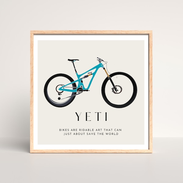 Yeti Mountainbikes Kunstdruck | MTB Racing Sport Fans SB150 | Inspirierendes Fahrrad Zitat | Einzigartiges Fahrrad Dekor | Perfektes Fahrrad Liebhaber Geschenk