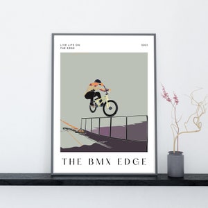 BMX Stunts Picture - Life Life on the edge BMX rider Cyclist Artwork, Track Riders Ultimate Wall Decor Poster Gift
