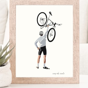 Regalo artístico de amor por el ciclismo, imagen de ciclista ganadora, impresión artística personalizada de bicicleta de desafío ciclista