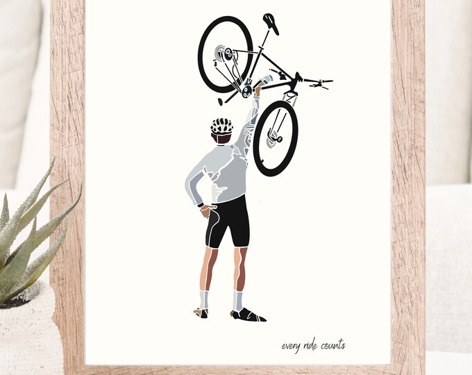Cycle Bike Art Print, Cyclist Memorable Artwork | Bike Tour Rider Art Print | UCI Personalised Cycling Picture Poster Gift
