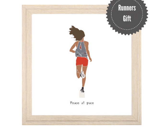 Runners Art Print Gift - 'Peace at Pace' Running Poster Picture