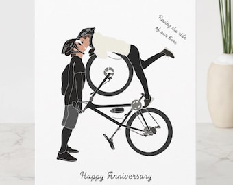 MTB Anniversary Greetings Card: Cycling Couple, 'Ride of Our Lives'