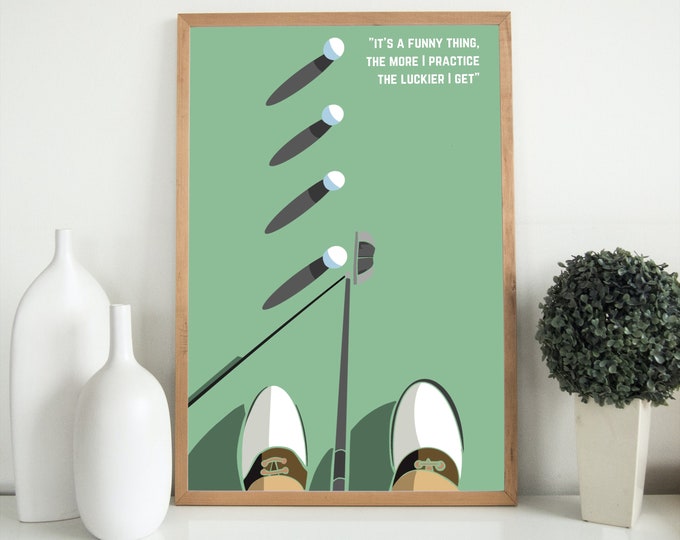 Golf Sport Putting Art Picture Gifts, It's a funny thing Golfer Quote, Putting Art Print, Golf Ball Wall Decor, Canvas, Poster, Home Decor