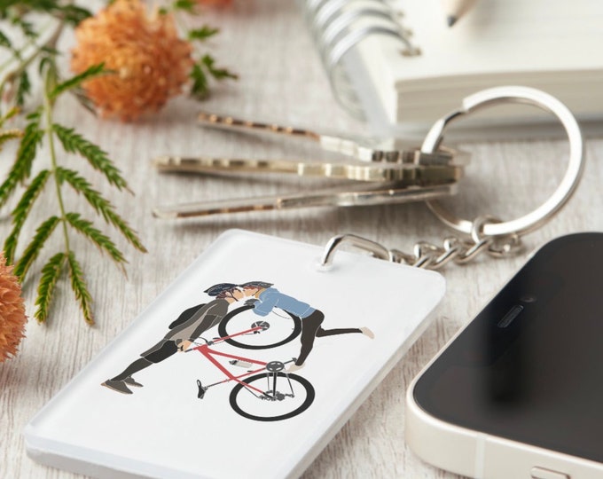 Love Couples Cyclist Keyring Gift | Mountain Bike Gifts | Acrylic Key Chain Ride of our Lives Wedding Engagement Romantic cycling keyring