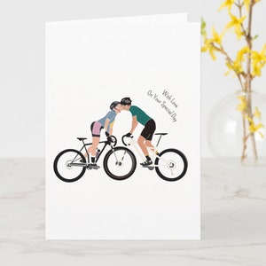 MTB Love Bikes Cyclist Love Couples Card 'Con amore nel tuo giorno speciale' Ciclismo Anniversario Fidanzamento Compleanno Matrimonio Biglietti d'auguri