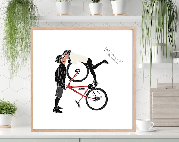 Love Bikes Couples Cycling Home Decor Gifts Artwork Art Print | Just a pair of peddle pushers | BMX MTB Road Cycle Picture | Wedding Present