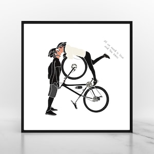 Illustration av cyklistbröllop för par - Cykelkonsttryck: 'All We Need is Love & The Bikes' Poster