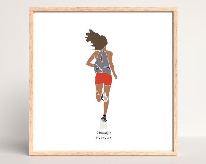 Runner Memorable Date Art Print Gift | Personalised Runners Picture Poster | Marathon Custom Running Artwork