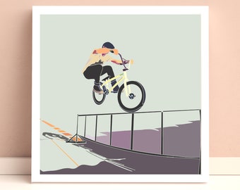 The BMX Stunt Bike Picture - Cycle Poster Art Print - Cyclist Artwork Gift