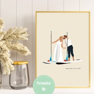 Paare lieben Paddle Boarding Kunstdruck, Hochzeit Paddleboarder Bild, personalisierte individuelle Geschenke, Paddle Board Themen Kunstwerk SUP Home Decor