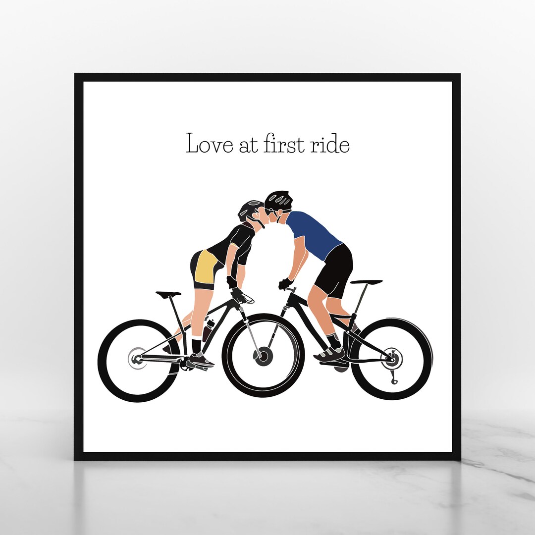 Lover Ride Art Love at First Ride Couples Cycling Cyclist Art Print | Bike Gifts ...