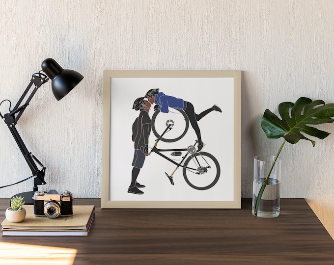 Love Bikes Couples Home Decor Gifts | Artwork Premium Art Print | Couples BMX MTB Road Cyclists Picture | Romantic Love Wedding Present