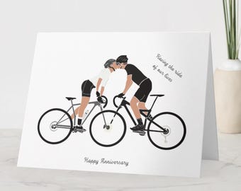 Cycling Anniversary Card: Road Bike Couple - "Ride of Our Lives"