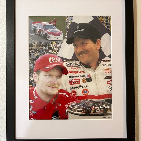 New 8 x 10 Framed and matted color photo of NASCAR Greats Dale Earnhardt and Dale Earnhardt Jr.
