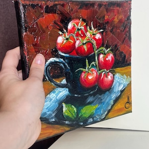 Still life with tomatoes - original oil painting on canvas image 6