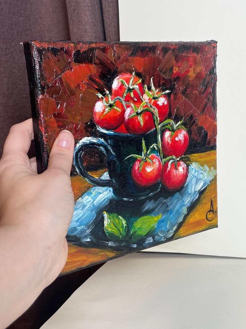 Still life with tomatoes - original oil painting on canvas image 6