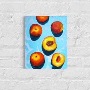 Pêches - Art fruitier - Peinture acrylique originale sur toile