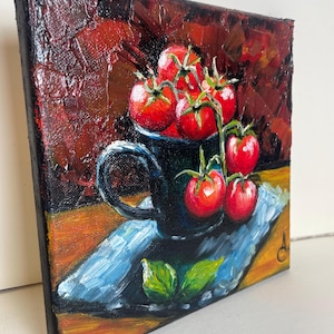 Still life with tomatoes - original oil painting on canvas image 10