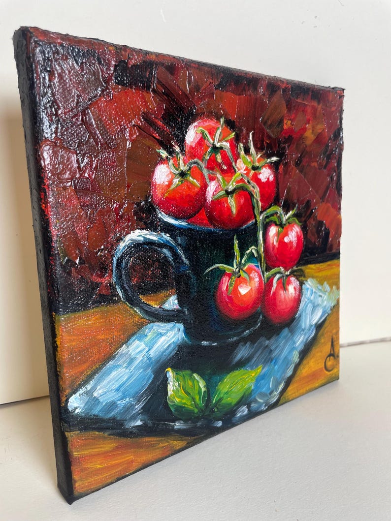 Still life with tomatoes - original oil painting on canvas image 10