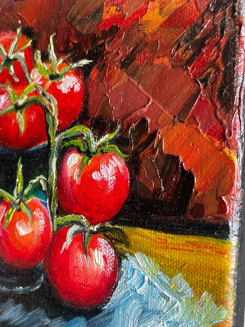 Still life with tomatoes - original oil painting on canvas image 7