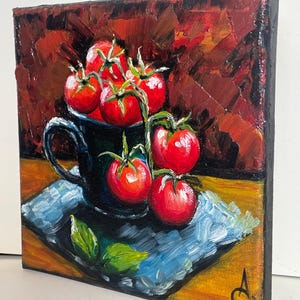 Still life with tomatoes - original oil painting on canvas image 2