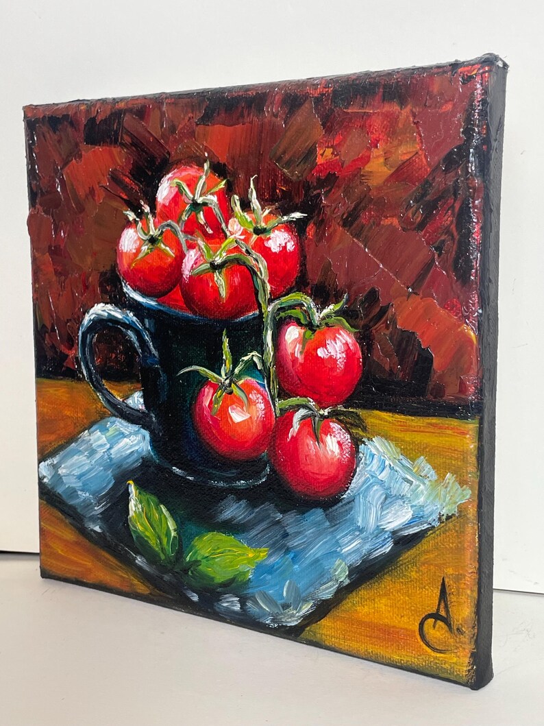 Still life with tomatoes - original oil painting on canvas image 2