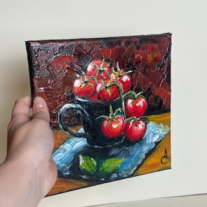 Still life with tomatoes - original oil painting on canvas image 8