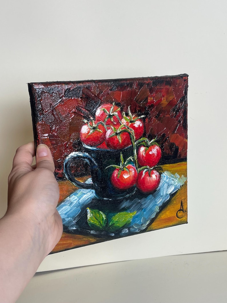 Still life with tomatoes - original oil painting on canvas image 8