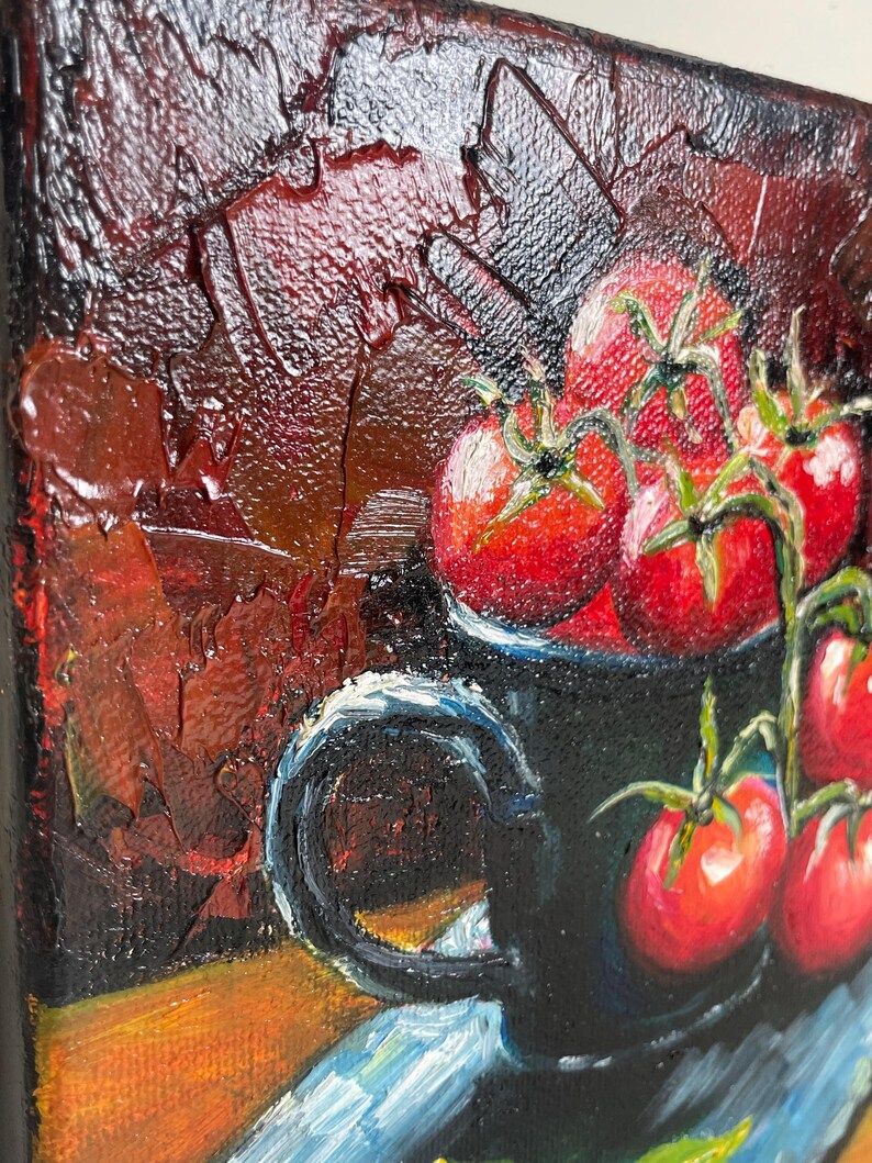 Still life with tomatoes - original oil painting on canvas image 12