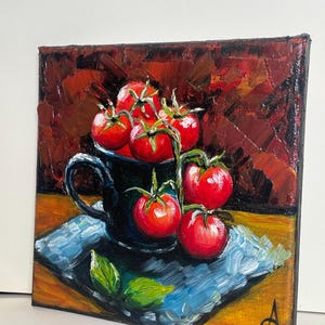 Still life with tomatoes - original oil painting on canvas image 9