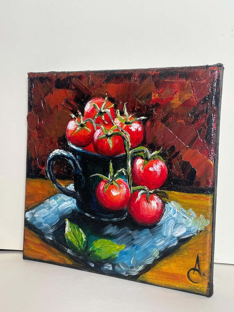 Still life with tomatoes - original oil painting on canvas image 9