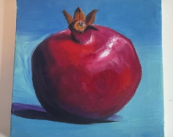 Pomegranate Original Mini Oil Painting on Canvas