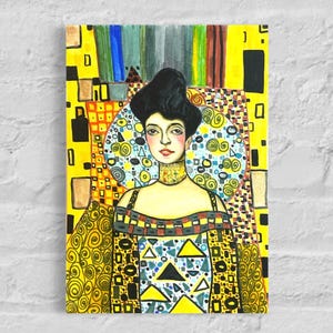 Illustrazione di Klimt - Ritratto di donna - Pennarelli su carta