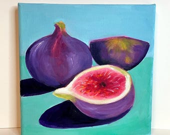 Figs-Mini Oil Painting on canvas 15 cm/ Food art