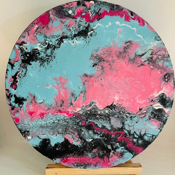 Round Abstract Acrylic Painting