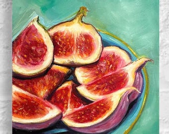 Fig original oil painting on canvas 20 cm | Hand-painted picture