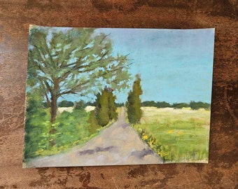 Original Pastel Painting Spring Path in East TN Landscape Trees Yellow Wildflowers