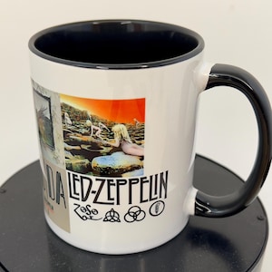 Led Zeppelin's 9 US Album Covers Black Coffee Mug