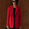 Burgundy Woolen Double Breasted Winter Coat