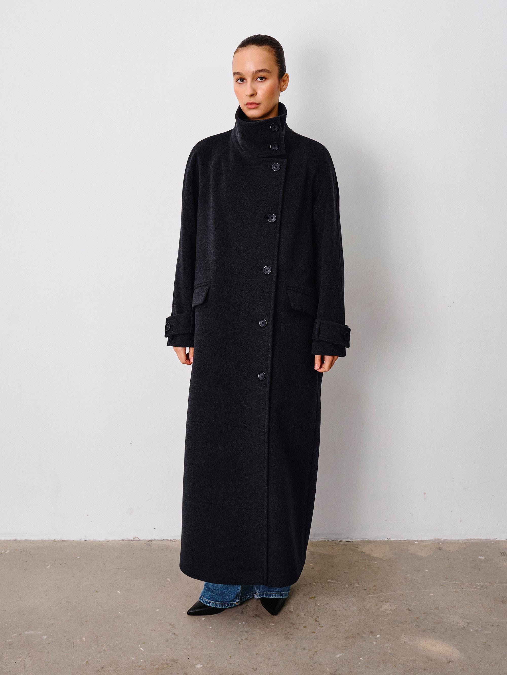 Funnel neck wool long coat - Etsy 日本