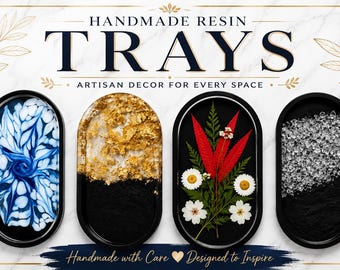 Resin Oval Tray | Decorative Catchall Dish | Handmade Vanity Decor