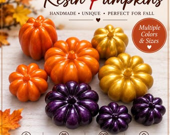 Resin Pumpkin Decor Set | Fall Harvest Table Decor | Handmade Autumn Gift