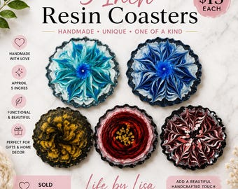 Resin Coaster | Large Decorative Drink Coaster | Handmade Housewarming Gift