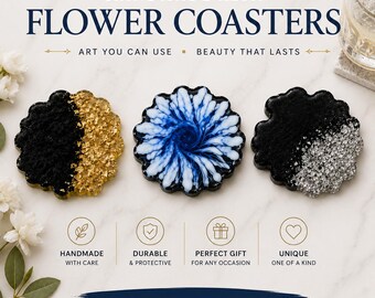 Resin Flower Coaster Set | Pressed Flower Coasters | Handmade Housewarming Gift