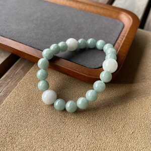 Grade A Burmese Jade Blue White beaded bracelet, Energy Bracelet, Healing Bracelet, Jade Bracelet, Protection Bracelet, Calming Gemstone