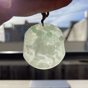 Natural Grade A Jadeite Jade Horse Chinese Zodiac Pendant Necklace, slight Translucent Moss In Snow Green Jadeite Jade horse Pendant
