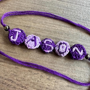 Handmade Crochet Personalized Name Rakhi – Customizable Name Bracelet for Raksha Bandhan – Unique Eco-Friendly Gift for Brothers and Sisters